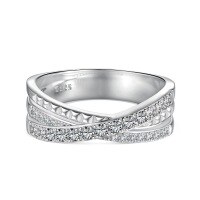 wholesale S925 Sterling Silver Europe & America Style Cross-Border Women's Ring Inlaid with Full Diamond Zircon, Minimalist and Fashionable Wedding Ring for Women-DY120900-SW-WH 8