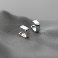wholesale S925 Sterling Silver Minimalist Unisex Wide Geometric Smooth Ear Clasp Edgy Wind Earrings M01869-S925 silver pair silver 925 silver