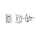 wholesale S925 Sterling Silver Emerald Cut Wholesale Prong 1/2/3 Carat Moissanite Stud Earrings with Premium Feel-0-4
