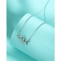 wholesale 925 Sterling Silver Hollow-Out Puppy Necklace for Women,-Platinum necklace set 925 silver