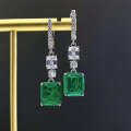 wholesale S925 Silver New Collection Paraiba 10*11mm Rectangular Green Zircon Earrings for Women,-0-2