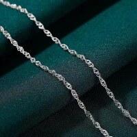 wholesale 999 Silver S999 Necklace, Starry Sky Cross Chain, Box Chain, O-Link Chain, Water Wave Chain, Plain Chain, Collarbone Chain, Matching Chain Wholesale.-Wave chain-40+5cm-platinum gold sterling silver.