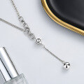 wholesale S925 sterling silver spliced chain dice pendant small bead tassel necklace Korean-style niche design sense sweater chain-0-3