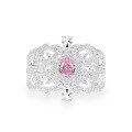 wholesale Silver egg-shaped 4*5 fairy pink high-carbon diamond 04ct Buccellati-style Baroque hollow openwork full-diamond ring-0-0
