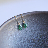 wholesale 9K Gold French Elegant Emerald Drop Earrings for Women-9K per price