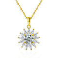 S925 Sterling Silver Moissanite Sunflower Pendant Necklace-0-5
