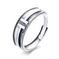 wholesale S925 Sterling Silver European and American Cross-Border Minimalist Style T Letter Single Ring Trendy Unisex Versatile Open Adjustable Ring-0-4
