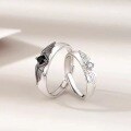 wholesale 925 Silver Tide Xiaobai Angel and Devil Couple Rings, Men and Women's Fashion Trend Niche Personality Adjustable Index Finger Ring-0-1