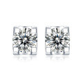 S925 Sterling Silver Moissanite Horn Earrings, 1-Carat Diamond-Cut Luxury Women's Studs-0-3