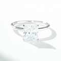Sterling Silver 18K Gold Plated Square Prong D Color Moissanite 7X7 2 Carat Ring-0-1