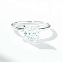 Sterling Silver 18K Gold Plated Square Prong D Color Moissanite 7X7 2 Carat Ring-Silver-Zircon-CBJZ559 8