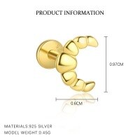 wholesale S925 Sterling Silver Wholesale-E4845-Gold/Single 925 Silver