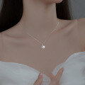 wholesale Sterling Silver Diamond-Inlaid Crescent Pendant Necklace for Women, Japanese Minimalist Mini Moon Choker, Niche Luxury Collarbone Chain D7212-0-3