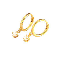 wholesale S925 Sterling Silver Micro-Inlaid Shell Pearl Hoop Earrings, French Elegant and Minimalist Style, Niche Earrings-Gold 925 silver
