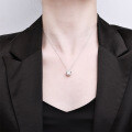 S925 Silver Plated White Gold Moissanite Necklace, Amazon Hot Seller, Minimalist Style, Ready Stock-0-2