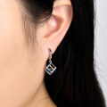 wholesale S925 Sterling Silver Minimalist Square Zircon Ear Clasp Small Design High-End Pendant Drop Earrings Ins Style-0-3