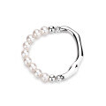 wholesale S925 Sterling Silver Retro Vintage-Designed Irregular Beaded Minimalist Fresh and Niche Elastic Ring-0-4