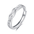 wholesale S925 Sterling Silver Original Design High-end Couple Rings Adjustable Plain Band Rings Valentine's Day Gift-0-35