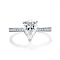 wholesale S925 Sterling Silver New Simulated High Carbon Diamond Luxury Halo 7*10mm Pear Shape Drop Ring-0-5