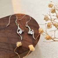 wholesale 999 Silver Geometric Hook Earrings, Light Luxury, Niche, Elegant, Fashionable, High-end, Korean-style Trendy-Sterling silver