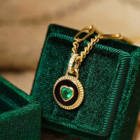 wholesale S925 Sterling Silver Red Elk Minimalist Ins Euro-American Fashion Luxury Heart Pendant Vintage Versatile Necklace for Women-BX0329-Gold 925 Silver