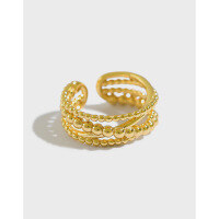 wholesale S925 Sterling Silver Korean-style Ins Small Cross Twisted Beaded Adjustable Open Ring for Women, Versatile Silver Band-Platinum [No. 13/Adjustable]>Opening adjustable