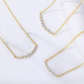 wholesale S925 Silver Short Double-row Zircon Inlaid Necklace, Women's Minimalist Layering Collarbone Chain, Autumn Winter Sweater Pendant-0-1