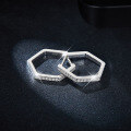 wholesale S925 Sterling Silver New Hexagonal Geometric Stud Earrings for Women with High-End Moissanite-0-3