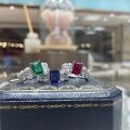 wholesale S925 Silver Plated with 18K Gold, 15ct Lab-grown Gemstone Ring for Women, Cross-border Fashion Jewelry, Ready to Ship-0-7