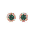wholesale S925 Sterling Silver 269 Round Edge Drilled Malachite Earrings for Women, High-End Feel, Niche and Unique, Light Luxury, Elegant Silver Ear Jewelry-0-7
