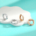wholesale S925 Sterling Silver Plain Hoop Ear Clasps Ear Hoops Light Luxury Fashion Versatile Rose Gold and White Gold Earrings Cross-Border Wholesale-0-2
