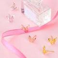 wholesale S925 Silver Butterfly Earrings for Women, Korean Style Fashion Small Fresh Hollow Rose Gold Small Butterfly Earrings E4470-0-3