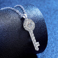 S925 Sterling Silver 50-Point Moissanite Lock and Key Necklace-0-0