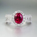 wholesale S925 Silver Luxury Bezel-Set Simulated High Carbon Diamond 6*8 Oval Ruby Ring-0-5