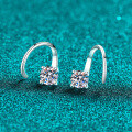 S925 Sterling Silver Moissanite Rotating Stud Earrings, Women's Minimalist Daily Fashion-0-4