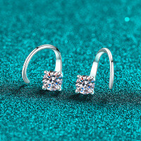 S925 Sterling Silver Moissanite Rotating Stud Earrings, Women's Minimalist Daily Fashion-5mm zircon  925 silver