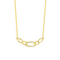 wholesale S925 Sterling Silver Geometric Hollow Circle Pendant Necklace With Micro-set Zirconia-A3892-Gold 925 Silver