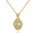 925 Silver Gold-Plated Moissanite Sunflower Pendant Necklace-0-3