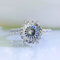 wholesale 925 Silver New 5ct Firework Cut Aurora Six-Prong Ring for Women, High-End Rich Lady Style Ring-0-1