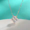 wholesale S925 Sterling Silver Moissanite Four-Leaf Clover Pendant, Minimalist Design, Versatile Necklace, Niche Style Gift for Girlfriend-0-1