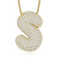 925 Silver Gold-Plated Letter Pendant Choker Necklace for Women-letter S