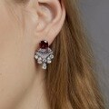 wholesale S925 Sterling Silver European and American New Stylish Personality Cultured Ruby Earrings Light Luxury Small Skirt Earrings Cross-border Hot Selling-0-1