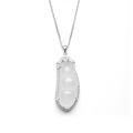 wholesale S925 Sterling Silver Natural High Ice Chalcedony Bean Pod Pendant, Chinese Style Ice-Type White Chalcedony Bean Necklace, Mother's Day Gift-0-4