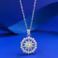 wholesale S925 Sterling Silver Fashion Christmas Style Snowflake Astrolabe Necklace, Versatile for Everyday Wear-0-1