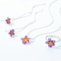 wholesale 925 Silver Gold-Plated New Korean Style Ethereal Violet Gradient Enamel Flower Earrings Wholesale-0-2