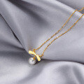 wholesale S925 Sterling Silver New Fashion Bow Pendant Korean Pearl Shell Bead Necklace for Women, Small Minimalist Design Collarbone Chain-0-3
