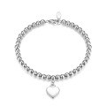 wholesale 925 Sterling Silver Heart-shaped Pendant Heavy-duty Beaded Chain Bracelet, Ins Style Wholesale-0-4