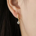 wholesale S925 Silver Gold-Plated with Inlaid Round Zircon Bubble Stud Earrings, Cross-Border AliExpress Best Seller-0-3