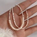 wholesale S925 Sterling Silver Crushed French Pearl Necklace Irregular Cut Fashion Collarbone Chain D9691-0-2
