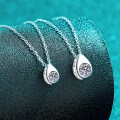 S925 Sterling Silver Moissanite Pendant Necklace, Teardrop Design, Minimalist and Versatile-0-1
